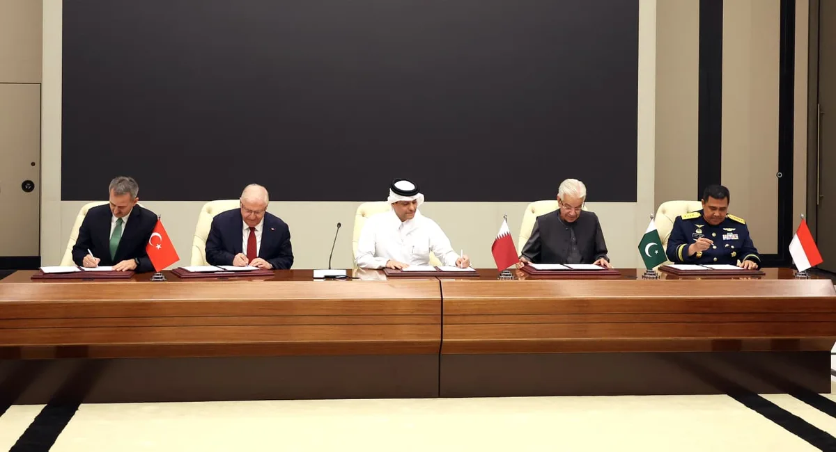 پاکستان، ترکیہ، قطر اور انڈونیشیا کے درمیان دفاعی صنعتی تعاون کے معاہدے پر دستخط